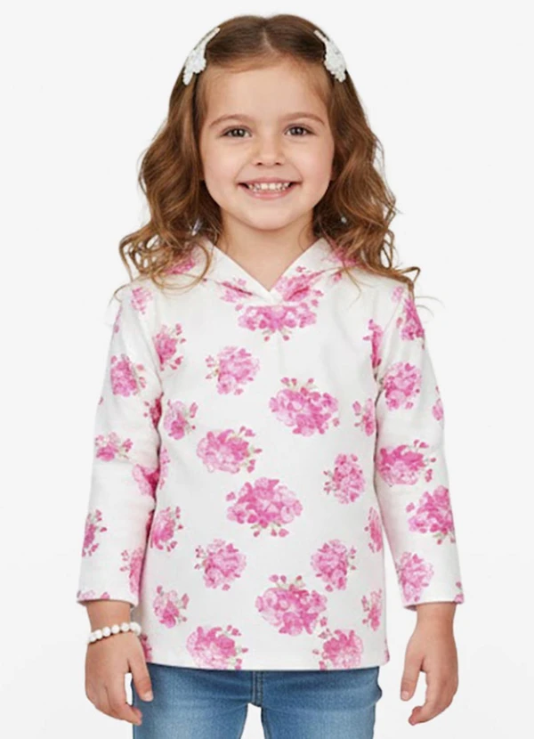 Select - Blusão Infantil Menina com Capuz Bege