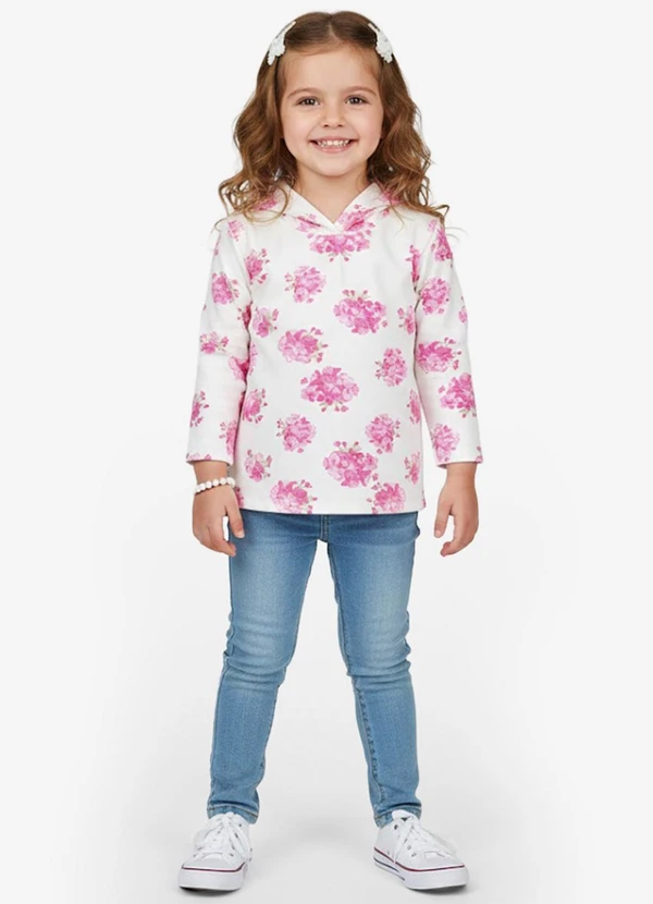 Select - Blusão Infantil Menina com Capuz Bege 3