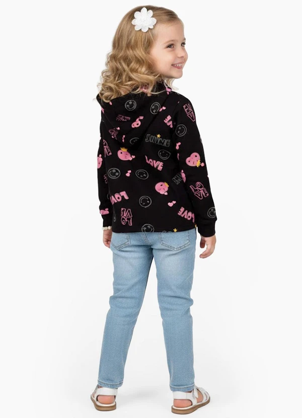 Select - Blusão Infantil Menina com Capuz Preto 4