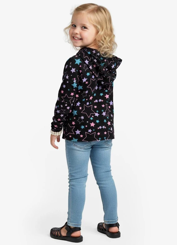 Select - Blusão Infantil Menina com Capuz Preto 4