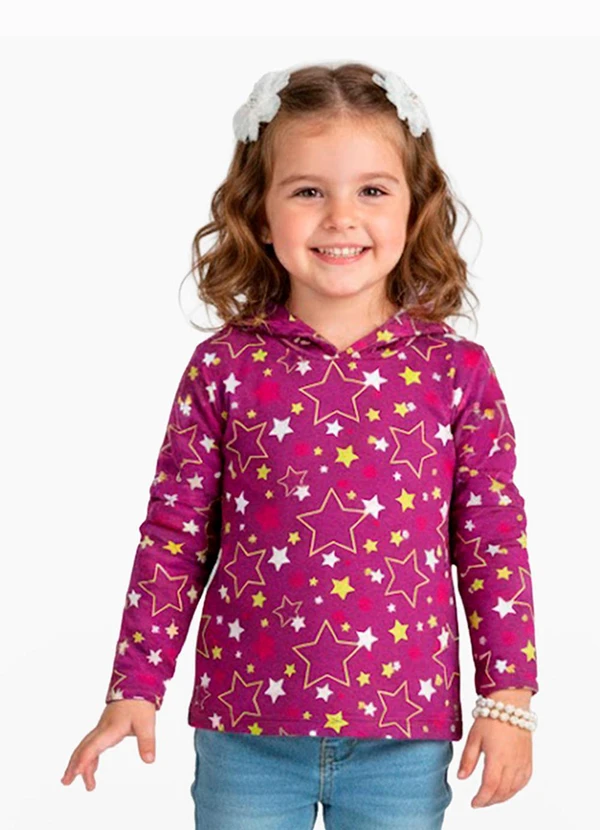 Select - Blusão Infantil Menina com Capuz Roxo