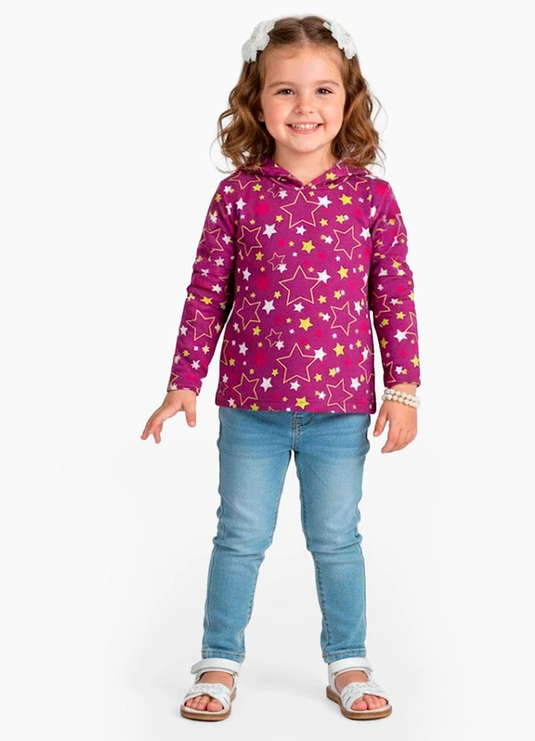 Select - Blusão Infantil Menina com Capuz Roxo 3