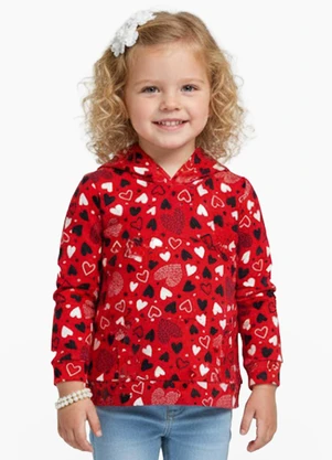 Select - Blusão Infantil Menina com Capuz Vermelho - SELECT