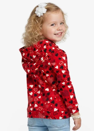 Select - Blusão Infantil Menina com Capuz Vermelho - SELECT