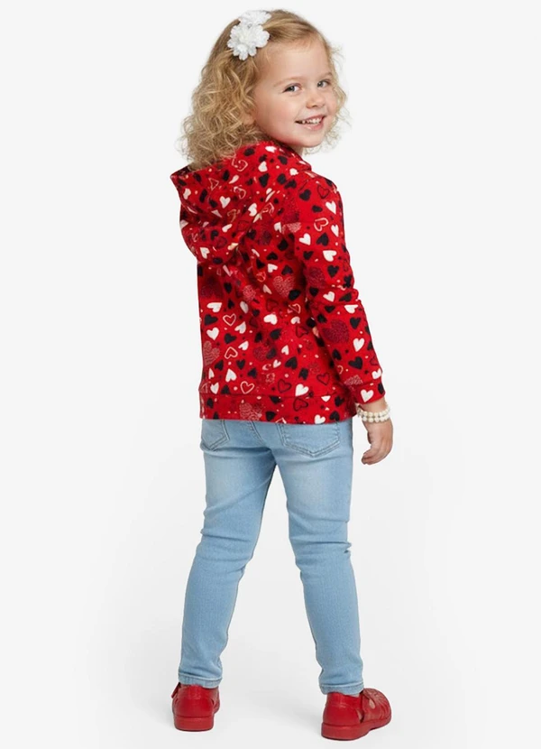 Select - Blusão Infantil Menina com Capuz Vermelho 4
