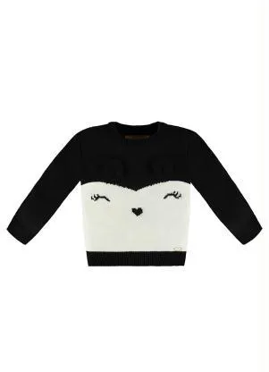 Up Baby - Blusão Infantil Menina em Tricot Preto - UP BABY