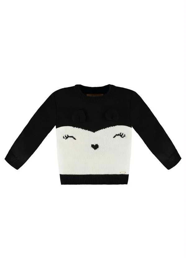 Up Baby - Blusão Infantil Menina em Tricot Preto