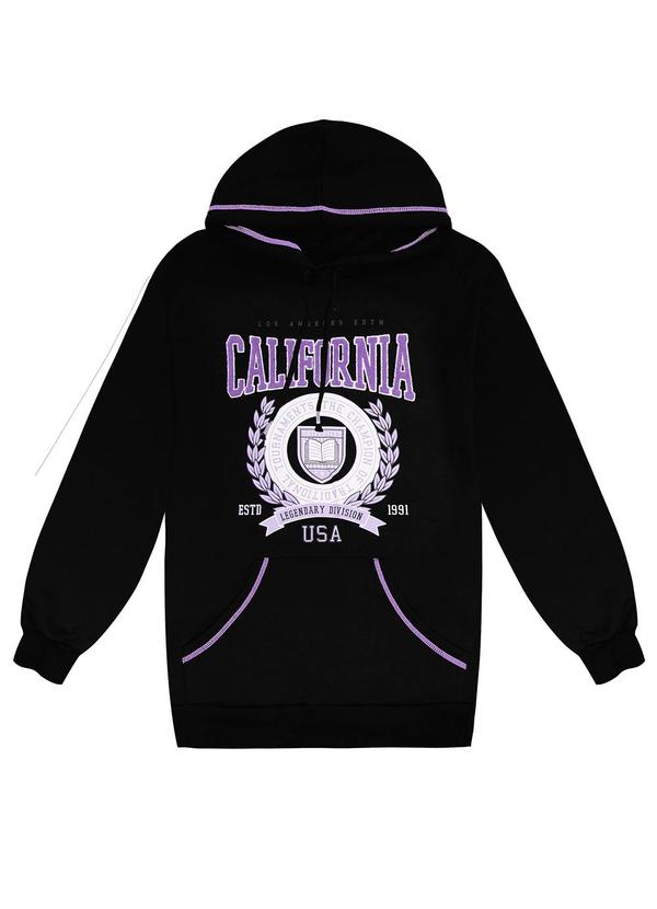 Minty - Blusão Juvenil Feminino com Capuz Preto