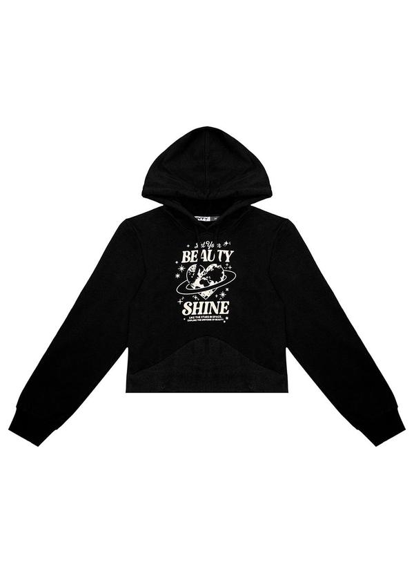 Minty - Blusão Juvenil Feminino com Capuz Preto