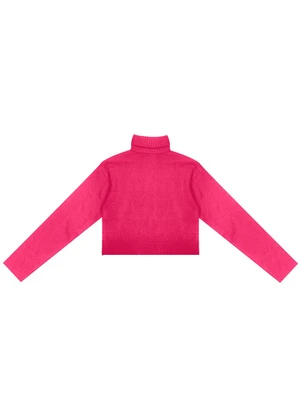 Minty - Blusão Juvenil Feminino em Tricot Gola Alta Rosa - MINTY