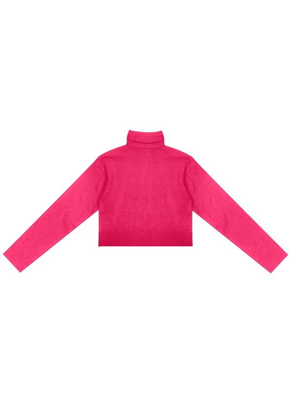 Minty - Blusão Juvenil Feminino em Tricot Gola Alta Rosa