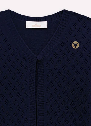 Milon - Bolero Infantil Menina em Tricot Azul - MILON