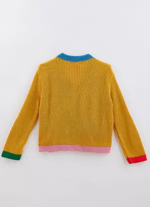 Fábula - Cardigan de Tricot Básico Amarelo - FÁBULA