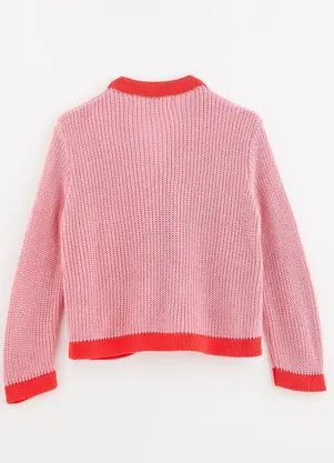 Fábula - Cardigan de Tricot Básico Rosa - FÁBULA