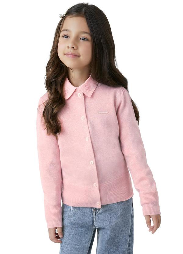 Carinhoso - Cardigan em Tricô com Lurex Rosa