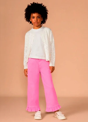 Bugbee - Cardigan Infantil em Tricô Branco - BUGBEE