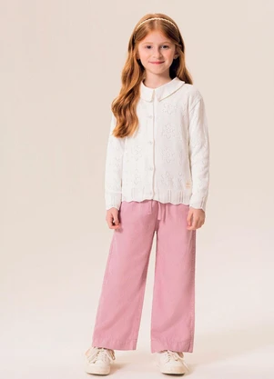 Bugbee - Cardigan Infantil em Tricô Branco - BUGBEE