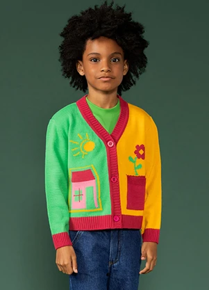 Bugbee - Cardigan Infantil em Tricô Rosa - BUGBEE