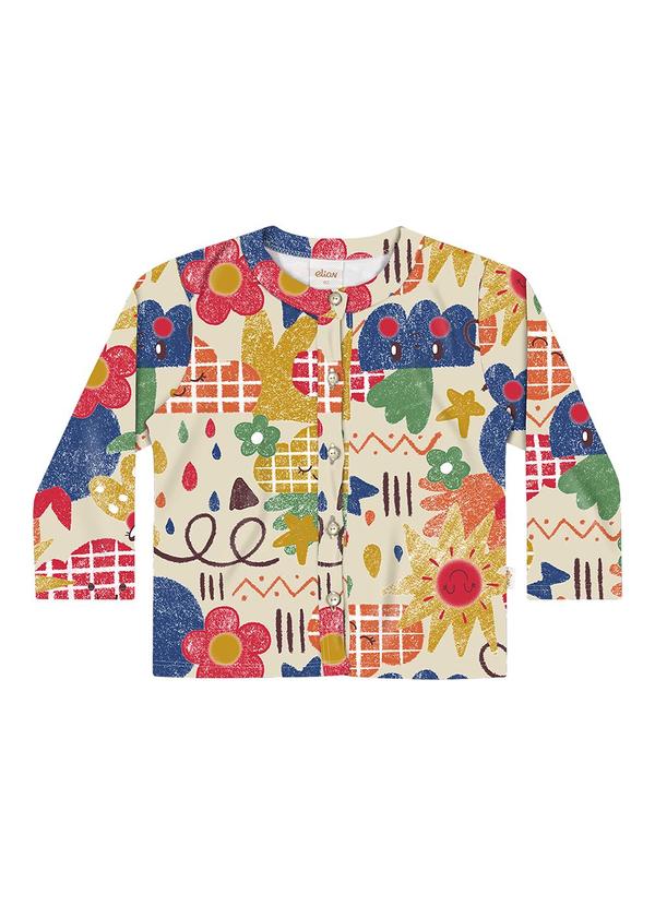 Elian - Cardigan Infantil Menina Básico Estampado Bege