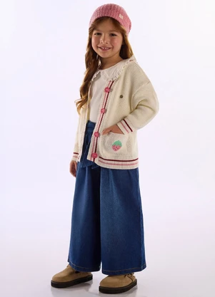 Up Baby - Cardigan Menina Tricot Branco - UP BABY