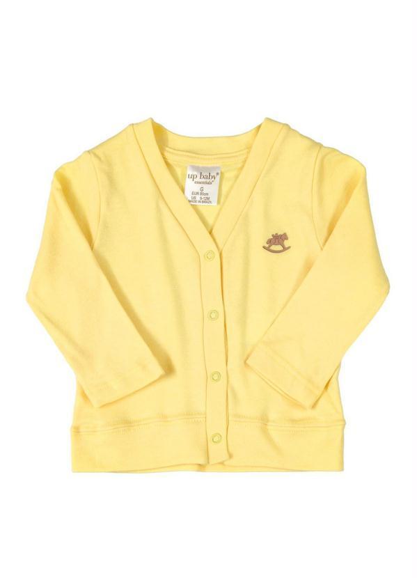 Up Baby - Casaco Cardigan em Suedine Amarelo