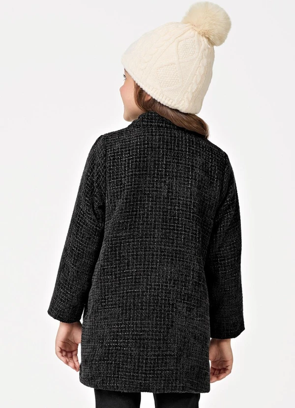 Trick Nick - Casaco Feminino Infantil Tweed Preto 2