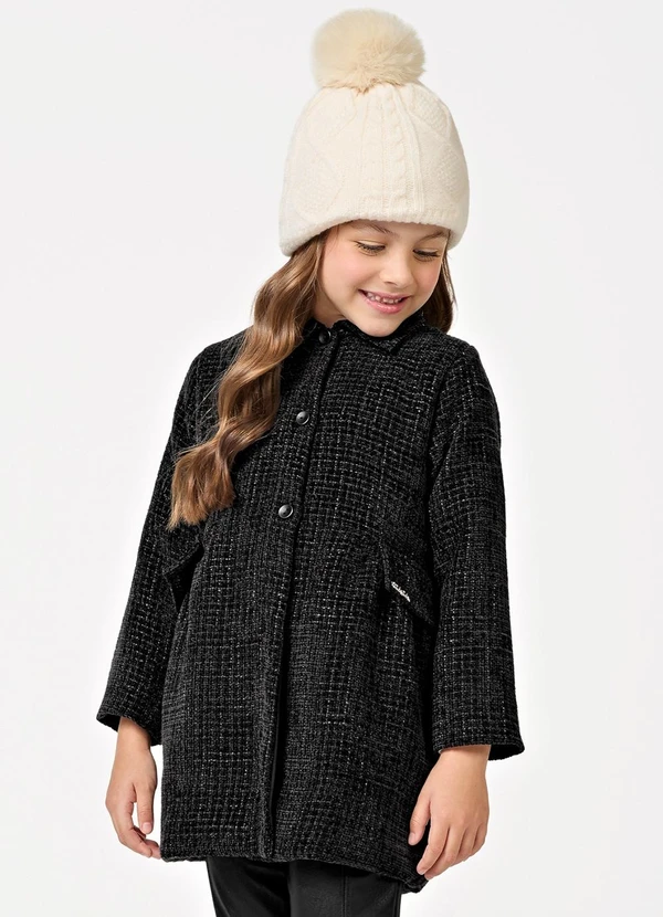 Trick Nick - Casaco Feminino Infantil Tweed Preto 4