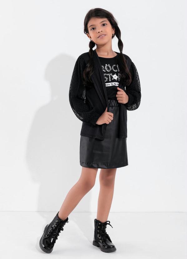 Outlet - Casaquinho Infantil Preto com Mangas Bufantes 3