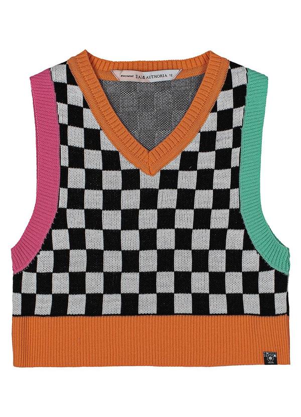 I Am - Colete de Tricot Quadriculado Branco 3