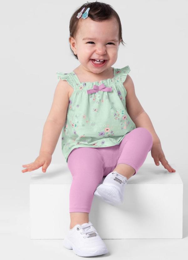 Brandili Baby - Conjunto Bebê Menina com Calça Legging Verde