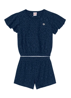 Brandili - Conjunto Infantil Menina em Malha  Azul - BRANDILI