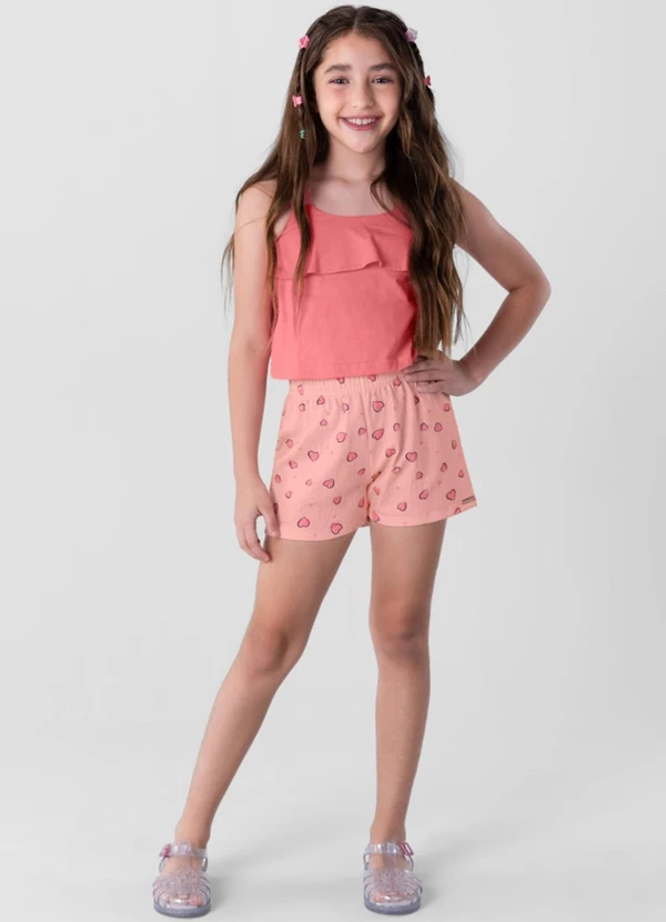Brandili - Conjunto Infantil Menina em Malha  Rosa
