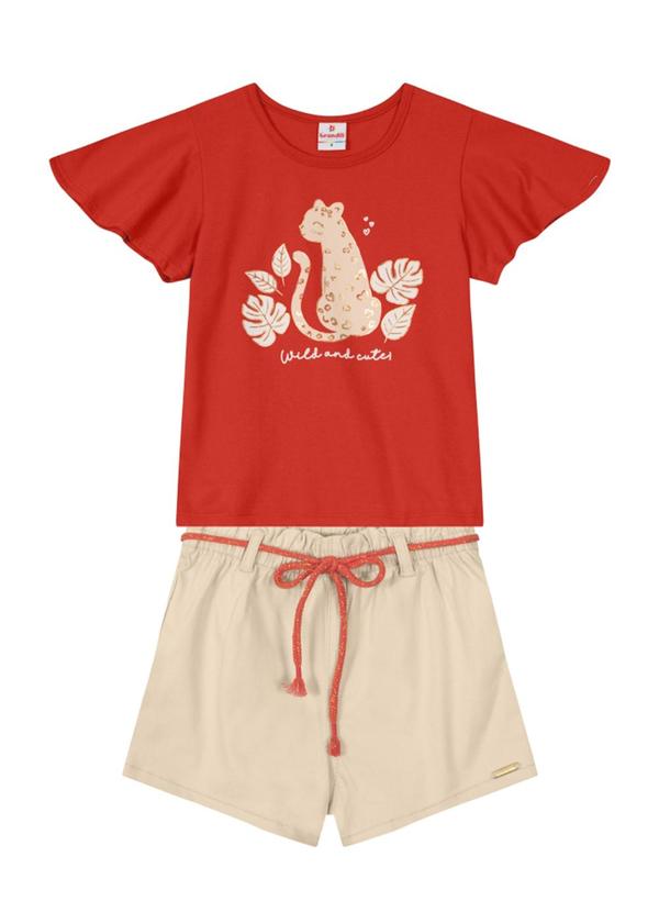 Brandili - Conjunto Infantil Menina Marrom
