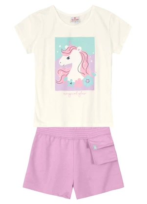 Brandili - Conjunto Infantil Menina  Natural - BRANDILI