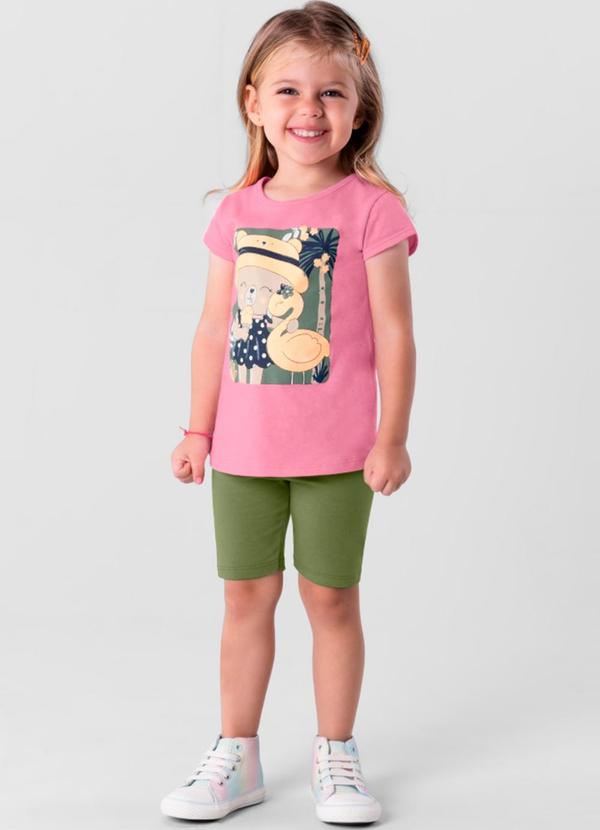 Brandili - Conjunto Menina com Bermuda Ciclista Rosa