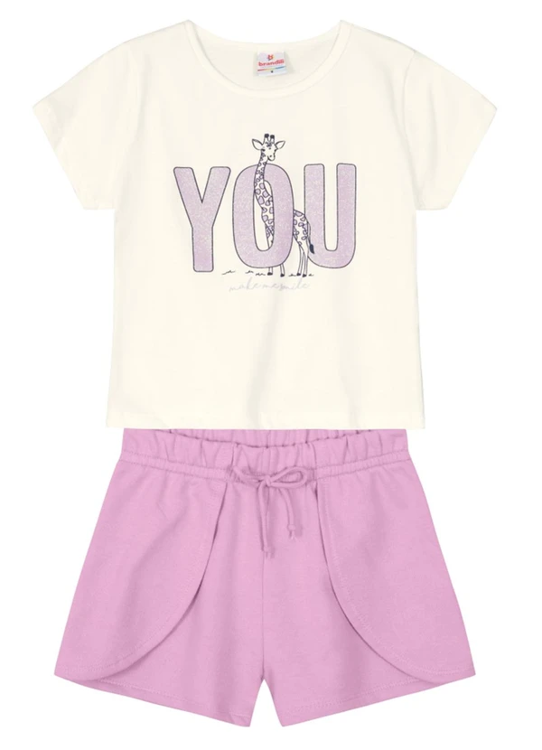 Brandili - Conjunto Menina com Blusa Cropped Natural