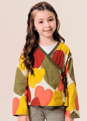 Bugbee - Kimono Infantil Tricoline Forro Malha Bege - BUGBEE