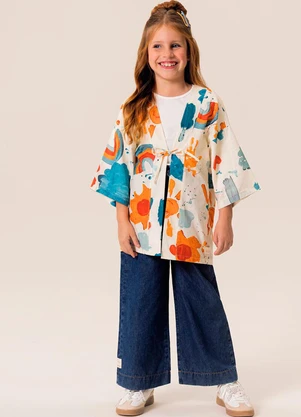 Bugbee - Kimono Infantil Tricoline Multicolorido - BUGBEE