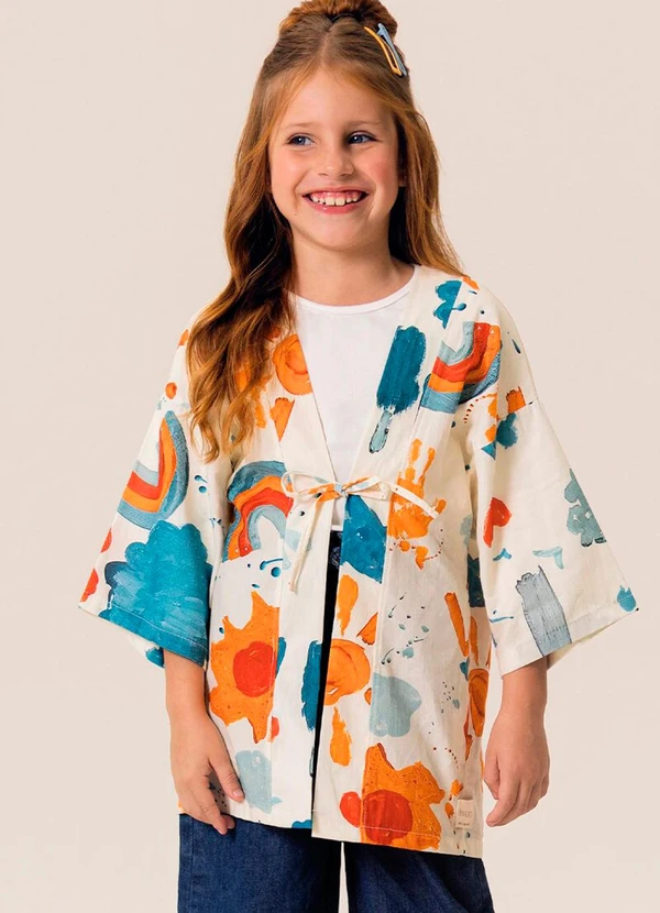 Bugbee - Kimono Infantil Tricoline Multicolorido