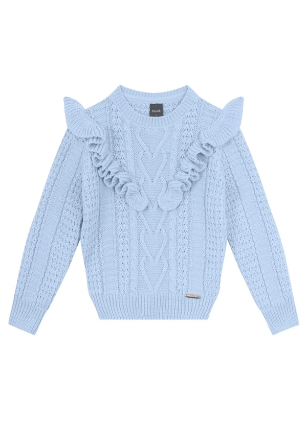 Brandili Mundi - Suéter Infantil Menina com Babado Azul 3