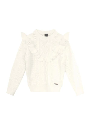 Brandili Mundi - Suéter Infantil Menina com Babado Bege - BRANDILI MUNDI