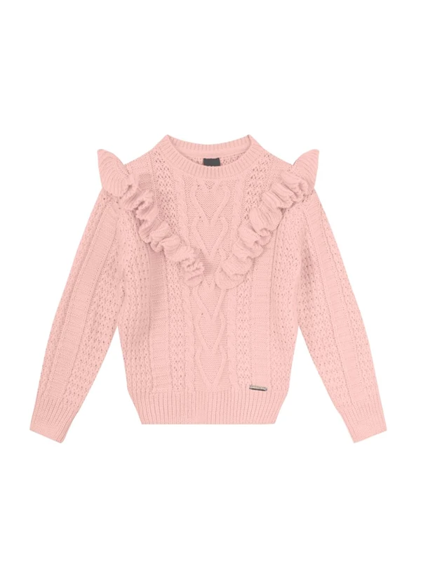 Brandili Mundi - Suéter Infantil Menina com Babado Rosa