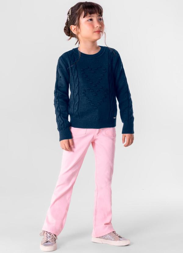 Brandili Mundi - Suéter Infantil Menina em Tricô Azul 2