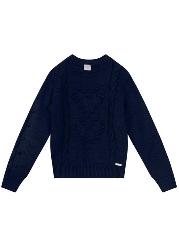 Brandili Mundi - Suéter Infantil Menina em Tricô Azul 3