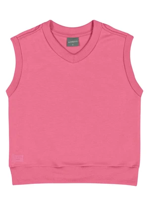 Quimby - Colete Básico Infantil em Moletom Rosa - QUIMBY