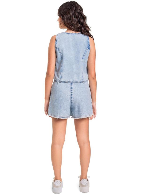 Gloss - Colete Cropped Jeans Juvenil Azul 4