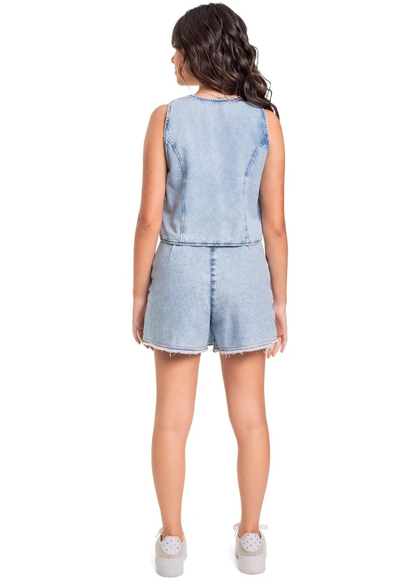 Gloss - Colete Cropped Jeans Juvenil Azul 4