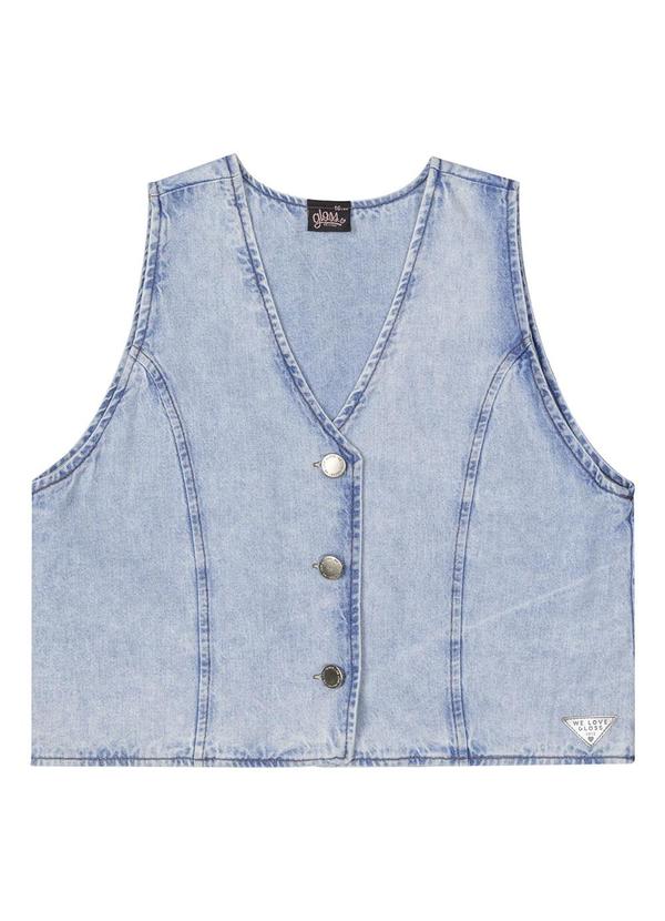 Gloss - Colete Cropped Jeans Juvenil Azul 5