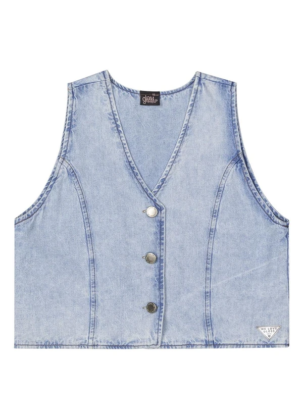 Gloss - Colete Cropped Jeans Juvenil Azul 5