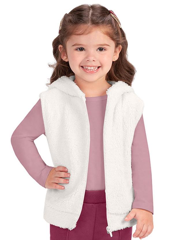 Alenice - Colete em Pelo com Capuz Menina Branco 1